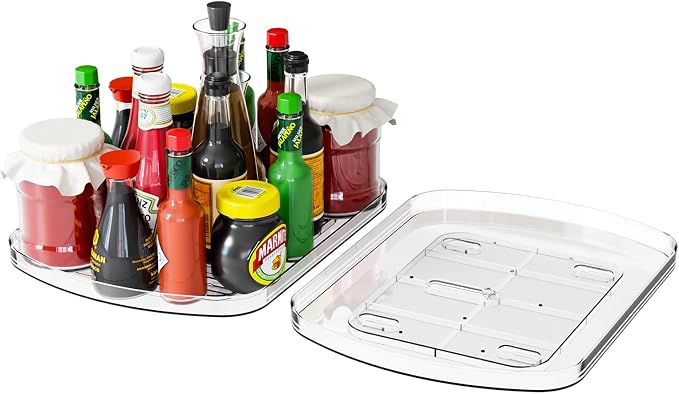 Yieach Clear Refrigerator Lazy Susan Turntable, 15.7''x11.8'', Rectangular by Yieach