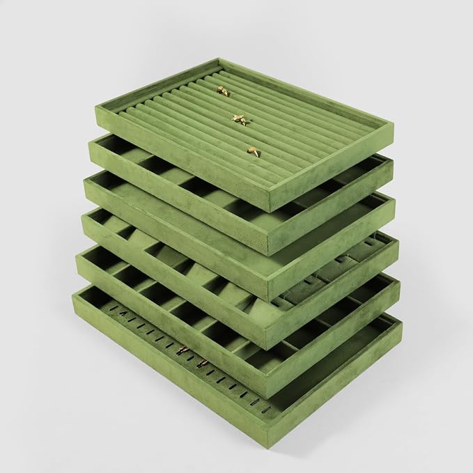 Velvet Ring Display Tray, Stackable Muilt Slot Rings Ear Stud Storage Tray - Image 9
