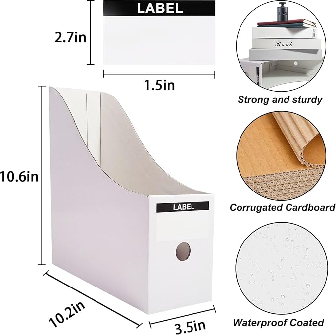 Limitliho 24 Pack White Cardboard Magazine Holder - Image 2