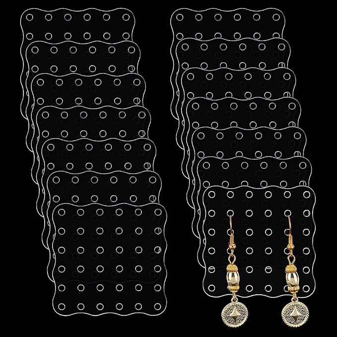 GOMAKERER 30 Pcs Clear Acrylic Earring Display Cards, 36 Holes Square Portable by GOMAKERER