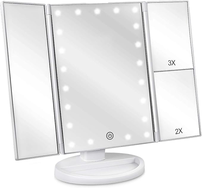 deweisn Floor Mount Tri-Fold Lighted Vanity Mirror by deweisn
