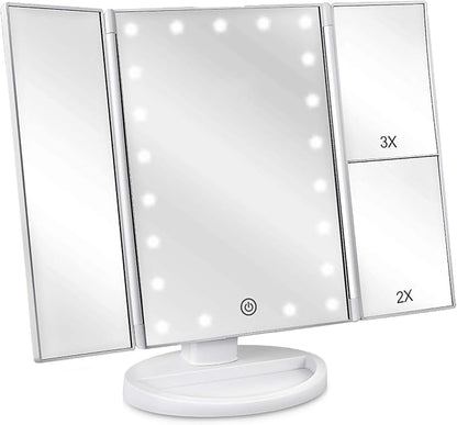 deweisn Floor Mount Tri-Fold Lighted Vanity Mirror by deweisn