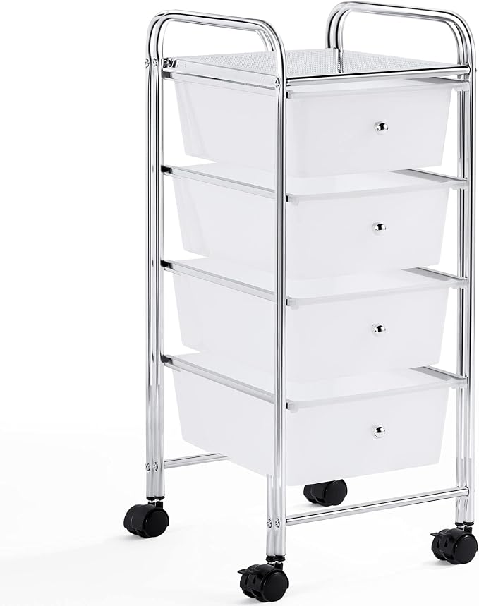 Yaheetech 4 Drawers Cart Rolling Plastic Storage Cart and Organizer Metal Frame by Yaheetech