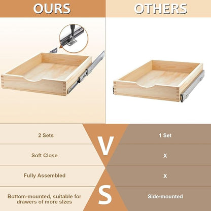 Menkxi 2 Set Pull out Tray Cabinet Organizer Wooden Pull Drawers storage Slide - Image 4