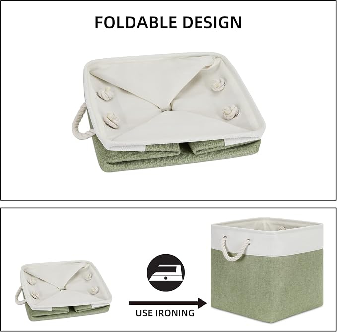 Bidtakay Cubby Storage Bins Set of 3 Fabric Baskets - Image 7