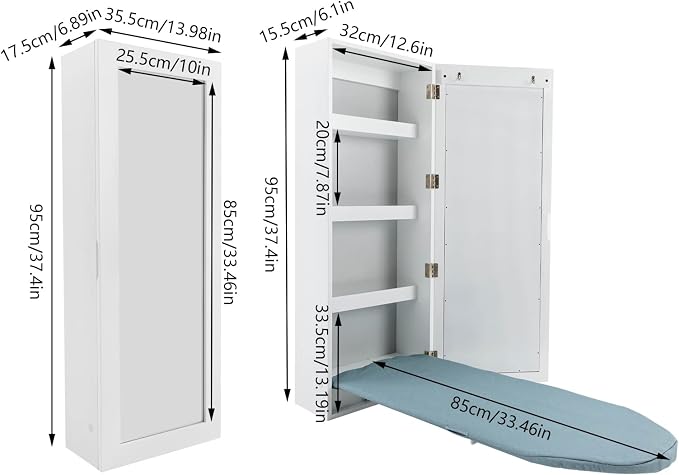 Wall Mounted Ironing Board Cabinet, Foldable Hanging Ironing Board - Image 4