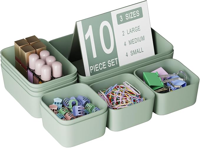Drawer Organizers Bins 10 PCS for Bathroom Makeup Desk Office | by Homhut