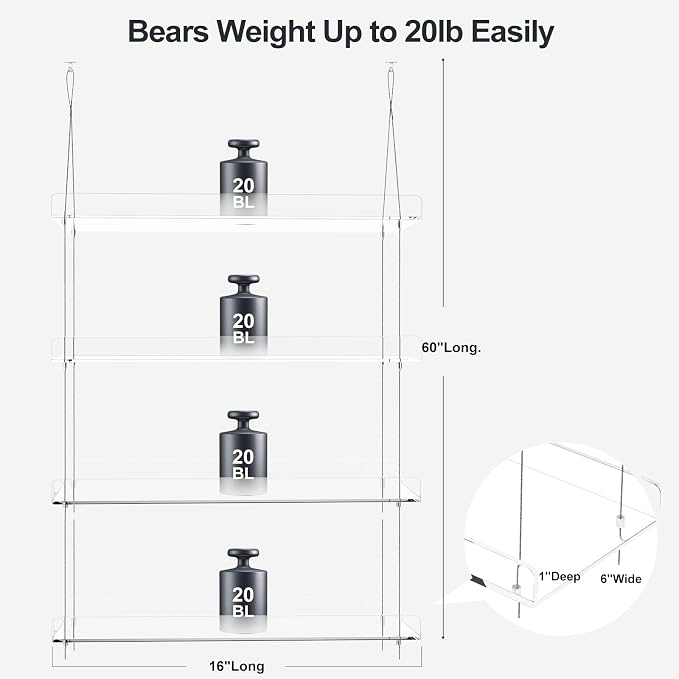 2-Pack Hanging Clear Plant Shelves - Image 3