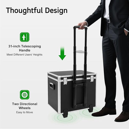 Locking Rolling File Box with Wheels, 19.2" L Portable Aluminum Alloy Storage - Image 3