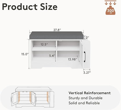 GRUSIGN 27.8" Shoe Storage Bench - Image 3