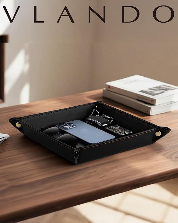 VLANDO Valet Tray Organizer, PU Leather Catchall Tray - Image 3