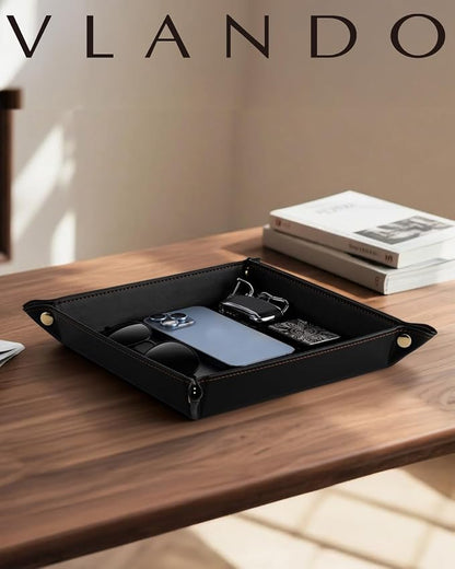 VLANDO Valet Tray Organizer, PU Leather Catchall Tray - Image 3