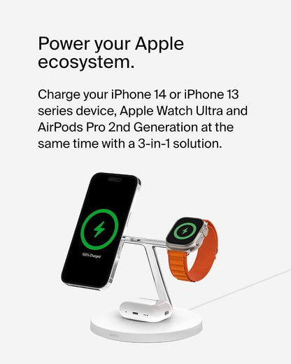 Belkin MagSafe Charger, 3-in-1 Wireless Charging Stand, 2ND GEN, 33% Faster - Image 2