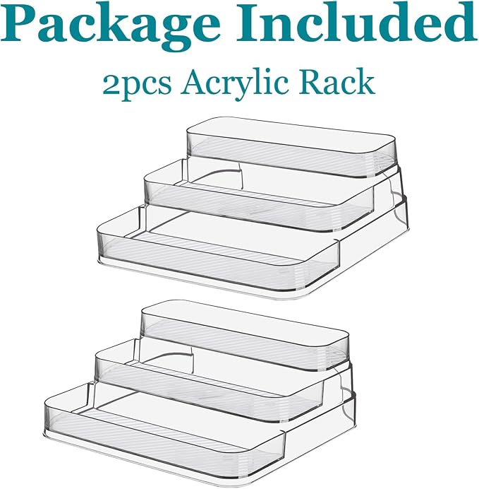 2pcs Acrylic Rack, No Assembly Clear 3 Tier Condiment Bottle Shelf Vanity - Image 6