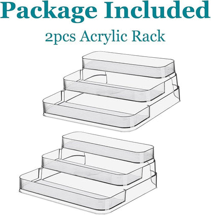 2pcs Acrylic Rack, No Assembly Clear 3 Tier Condiment Bottle Shelf Vanity - Image 6
