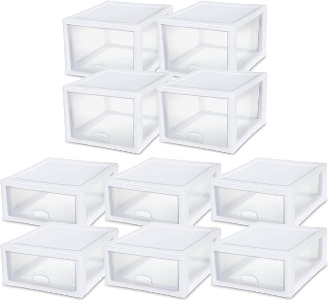 Sterilite 27 Qt and 16 Qt Clear Plastic Stackable Organizer Drawers by Sterilite