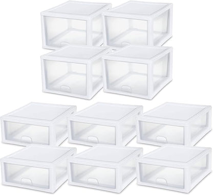 Sterilite 27 Qt and 16 Qt Clear Plastic Stackable Organizer Drawers by Sterilite
