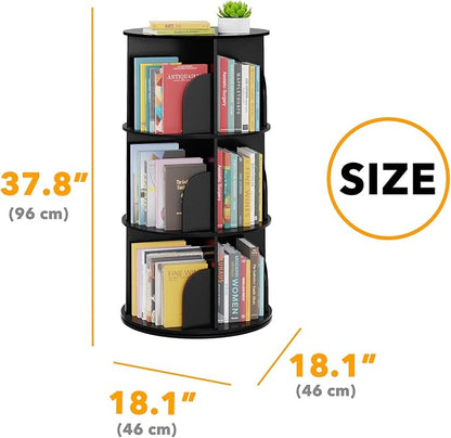 SpaceAid 3 Tier Rotating Bookshelf Tower, Spinning Bookcase Lazy Susan - Image 2