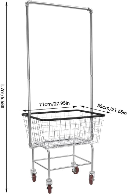 Laundry Cart, Steel Wire Laundry Cart, Laundry Basket - Image 4