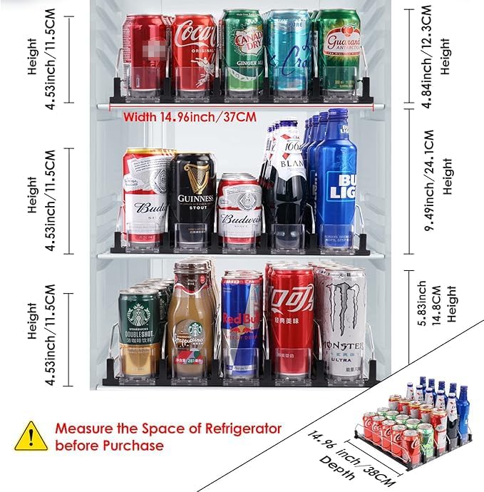 Drink Dispenser for Refrigerator, Self-Pushing Soda Can Organizer for Fridge - Image 3