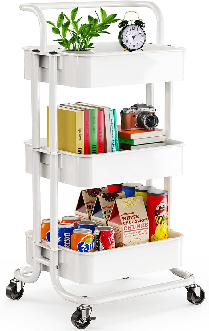 Pipishell 3 Tier Rolling Cart, Metal Utility Cart - Image 8