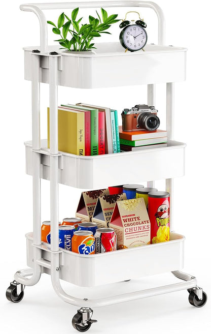 Pipishell 3 Tier Rolling Cart, Metal Utility Cart - Image 8