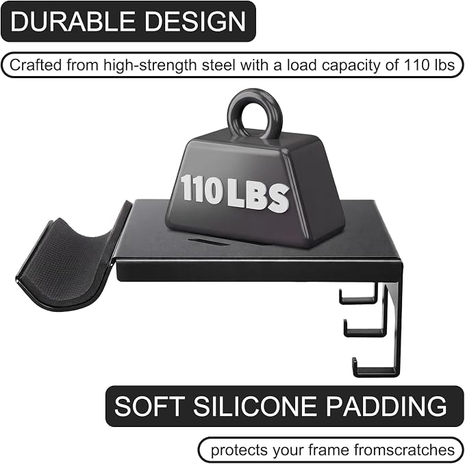 2 Pack Bike Wall Mount Rack Horizontal Indoor Bike Storage Garage Heavy Duty - Image 5