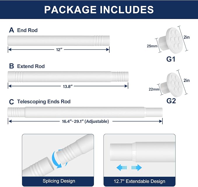 No Drilling Closet Rod, 27.5-82 Inches Hanging Closet Rod - Image 6