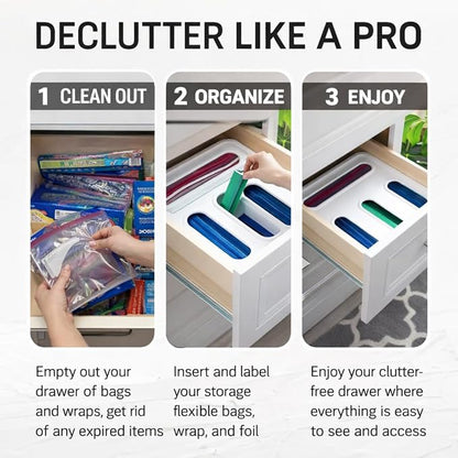 Storage Bag Organizer for Kitchen Drawer – 4 in 1 Plastic Baggie Organizer - Image 4
