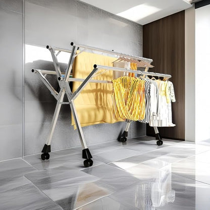 Adjustable 5-Bar Clothes Drying Rack, Foldable Stainless Steel Laundry Stand - Image 3