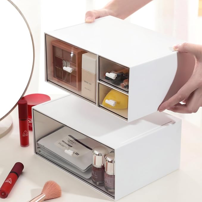 Desk Organizer with 4 Drawers, Makeup Organizer, Desktop Storage Box, Cosmetics - Image 2