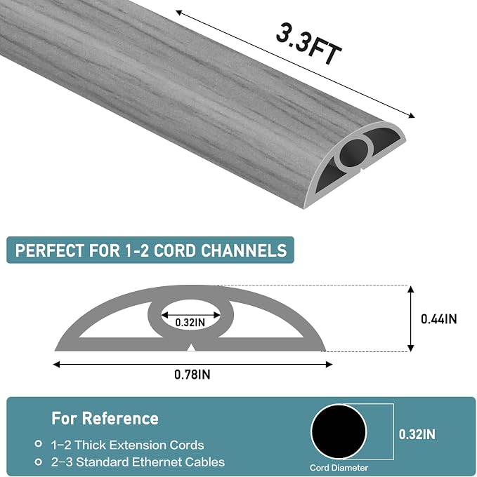 Floor Cord Cover Self Adhesive Cord Hider Floor Extension Cord Covers - Image 2