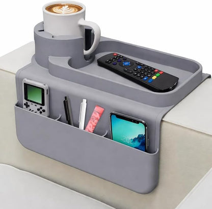 Silicone Couch Caddy Cup Holder Tray, 3-Side Sofa Armrest Organizer by Unknown