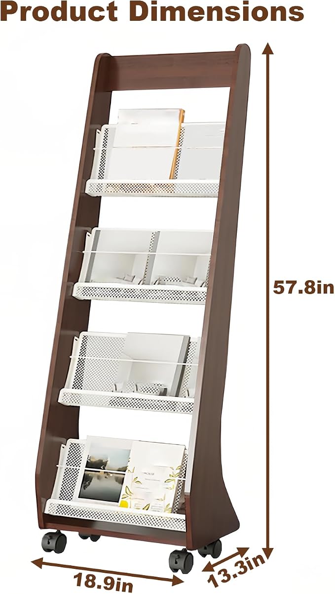 Brochure Display Rack, 4 Layer Floor-Standing Magazine Rack, Literature - Image 2