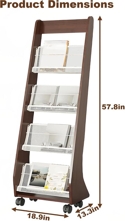 Brochure Display Rack, 4 Layer Floor-Standing Magazine Rack, Literature - Image 2