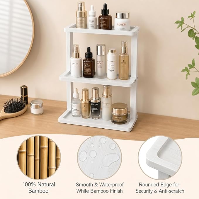 PEKER Bamboo Bathroom Organizer Countertop – Vanity Storage Shelf - Image 5