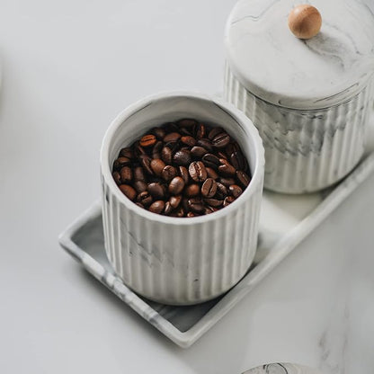 Marble Small Bathroom Jar Set ，Ceramic Cotton Swabs Holder - Image 3