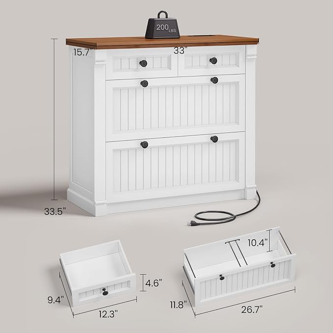 SEDETA 4 Drawers File Cabinet, Wood Office File Cabinet - Image 2
