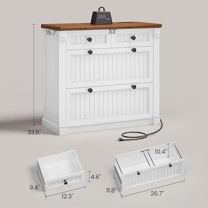 SEDETA 4 Drawers File Cabinet, Wood Office File Cabinet - Image 2