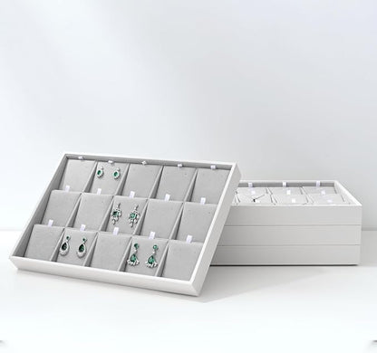 Oirlv Velvet Stackable Jewelry Tray 32 Grids Pendant Organizer Display Showcase - Image 7