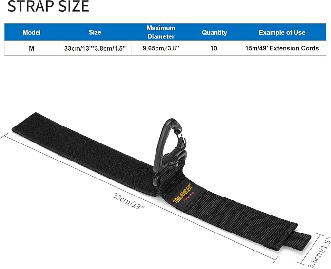 Heavy Duty Storage Straps, Trilancer Hook-and-Loop Cord Organizer and Hanger - Image 2