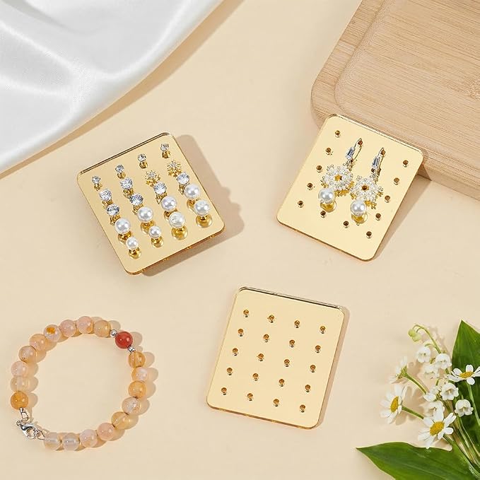 OLYCRAFT 20Pcs Acrylic Earring Display Cards 20 Holes Golden Earring Organizer - Image 4