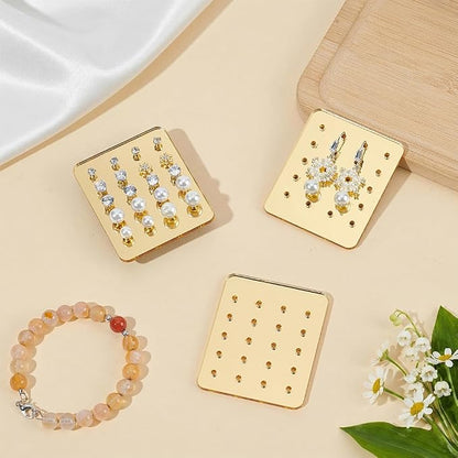 OLYCRAFT 20Pcs Acrylic Earring Display Cards 20 Holes Golden Earring Organizer - Image 4