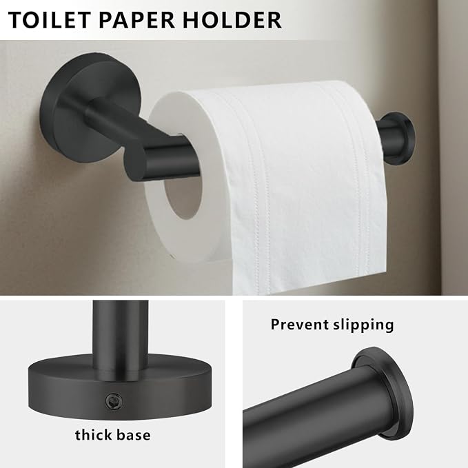 Bathroom Hardware Set Includes Towel Ring, Toilet Paper Holder and 2 Towel Hooks - Image 4