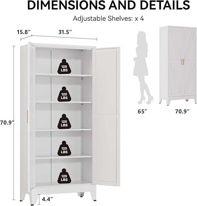 COFaR 71" Metal Pantry Cabinet - Image 2