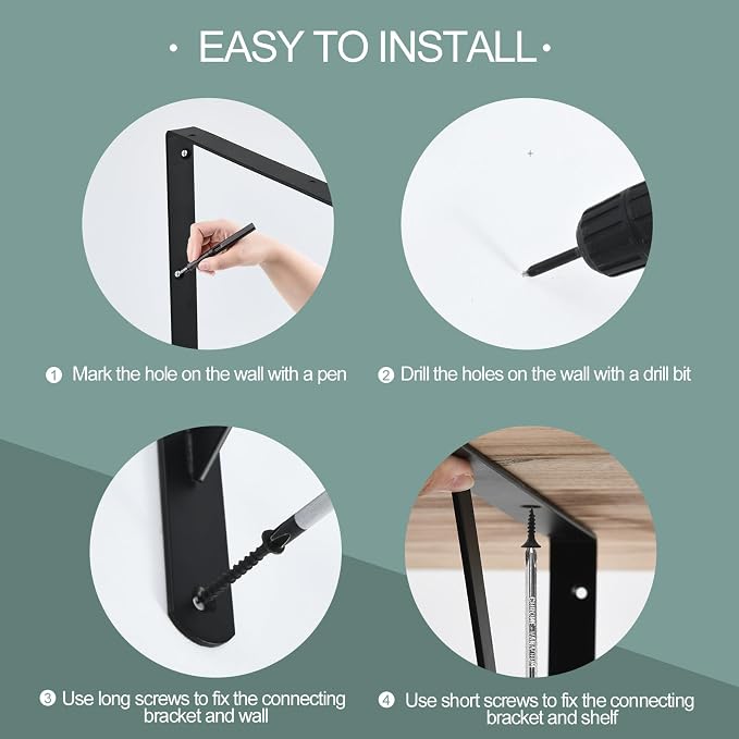 12 Pack L22 x H 12" Black Heavy Duty Shelf Brackets - Image 3