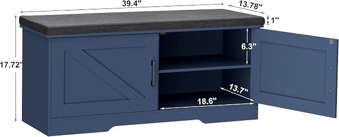 HOMSHO Farmhouse Shoe Storage Bench - Image 3