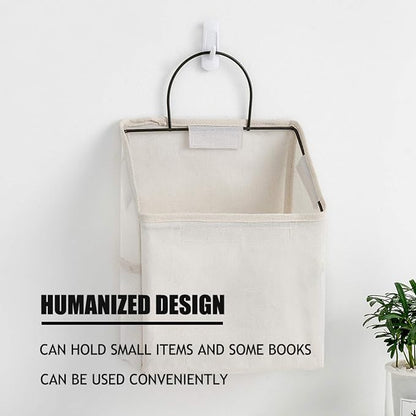 QULSE 2 Pcs Wall-Hanging Storage Bags, Desktop Organizer Basket Cotton Linen - Image 6