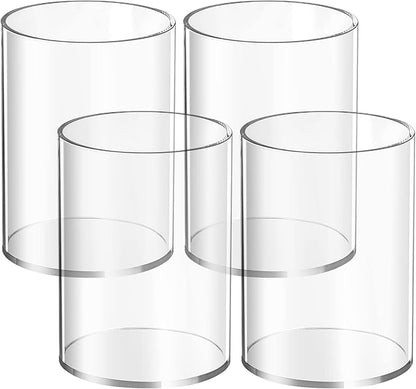 4 Pieces Clear Acrylic Pen Holder Round Acrylic Pencil Cup Clear Makeup Bush by MOTOTO