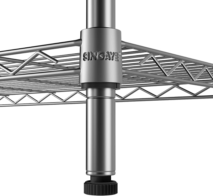 SINGAYE 6 Shelf Wire Shelving Unit Adjustable Metal Shelves Standing Bathroom - Image 7